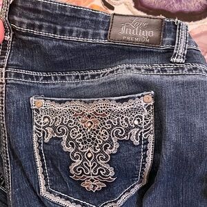 Y2K Love Indigo Premium Women's Dark Blue Embroidered Jeans